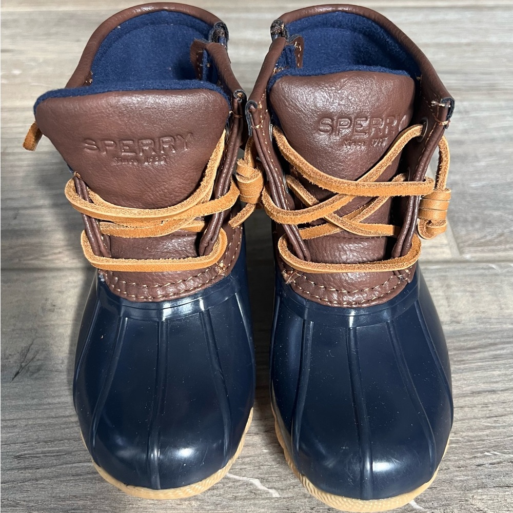 Sperry Girls Navy and Brown Duck Boots